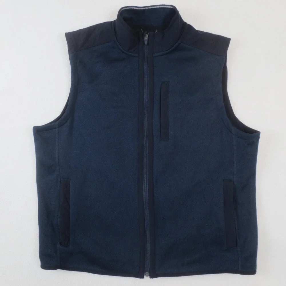 Vineyard Vines Vest Mens L Navy Mountain‎ Sweater Fleece Full Zip Outdoor Hiking